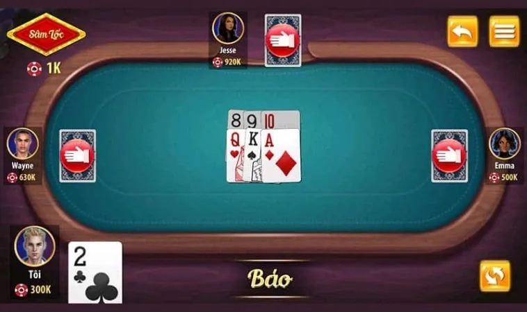 Giao diện chơi Sâm Lốc Cổng Game ManClub