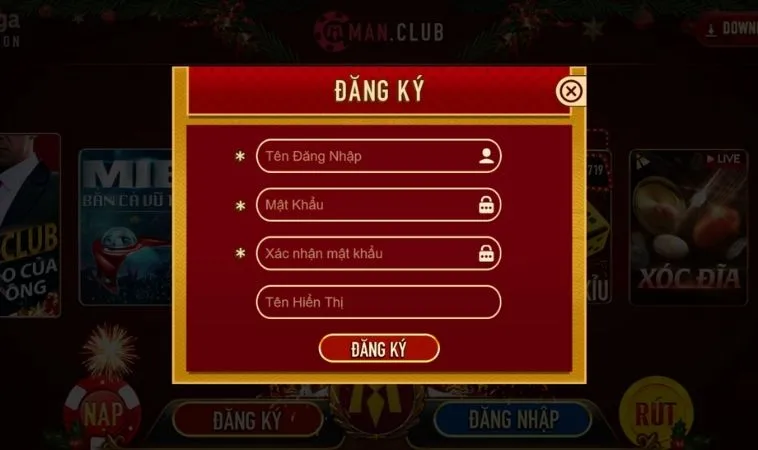 Giao diện Đăng ký ManClub