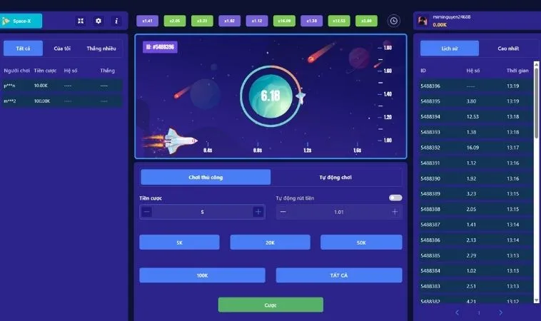 Giao diện chơi game nhanh ZetX Tại ManClub
